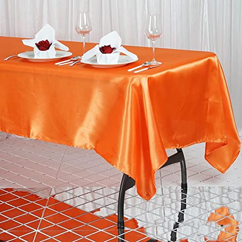Balsacircle 60X102 Inch Orange Satin Rectangle Tablecloth Table Cover Linens For Wedding Table Cloth Party Reception Events Kitc